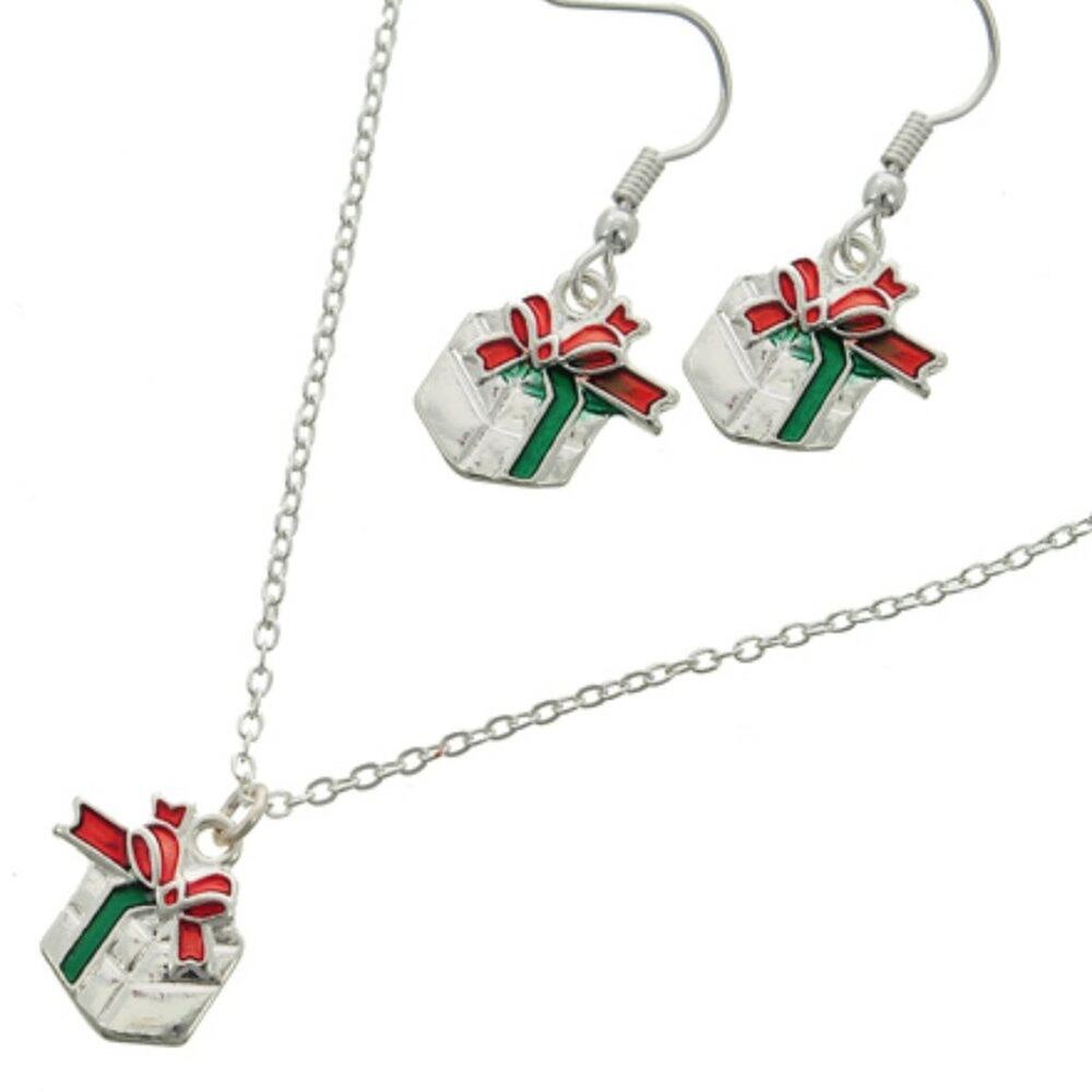 Christmas Present Necklace & Earring Set
